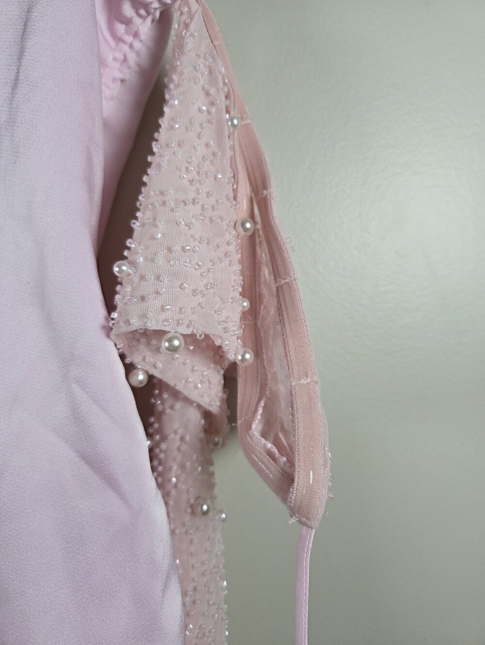 Oh Polly Geneva Long Sleeve Embellished A-line Mini Dress in Blush Pink Size 2 - Picture 10 of 16